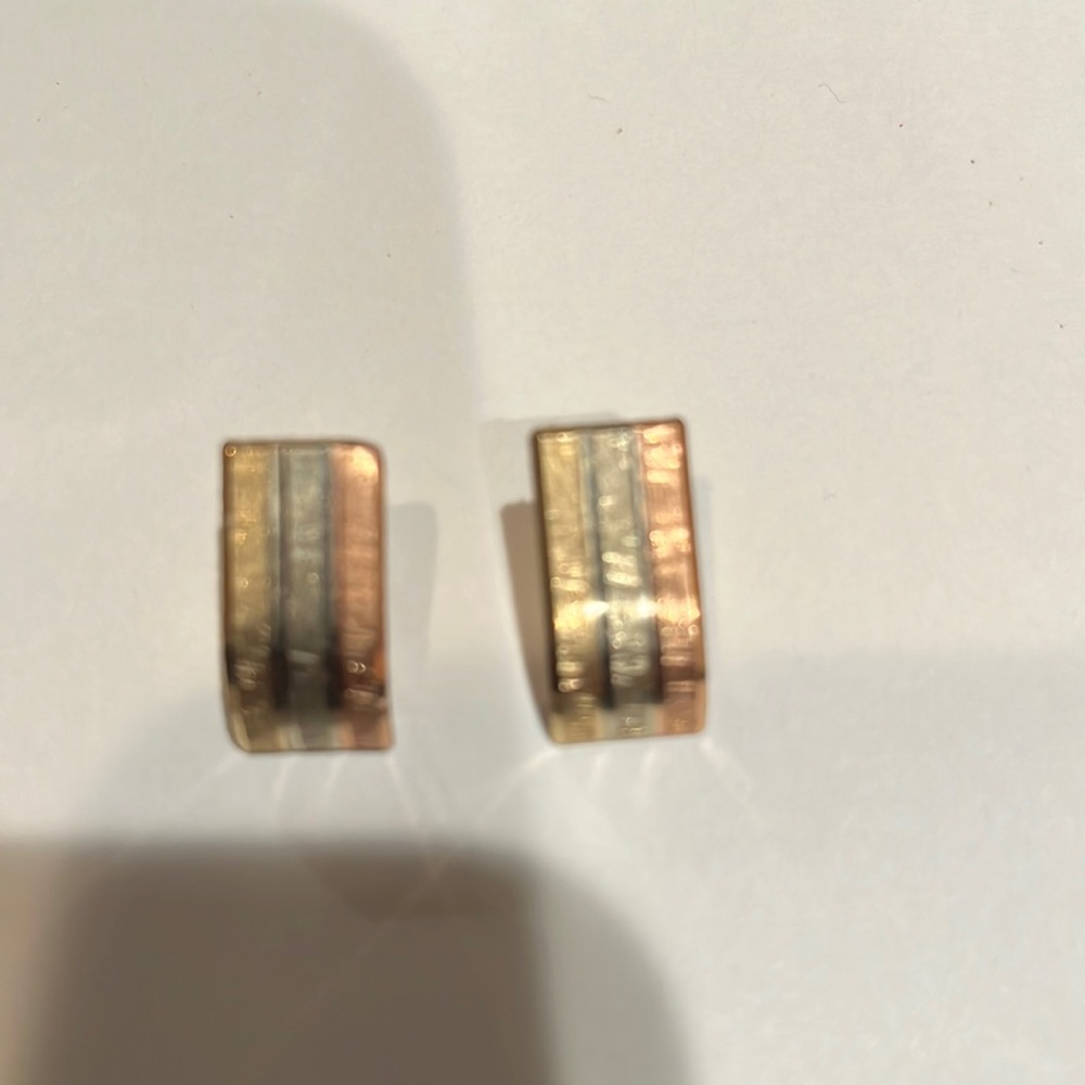 Vintage 10K Tri-Colour Gold Earrings